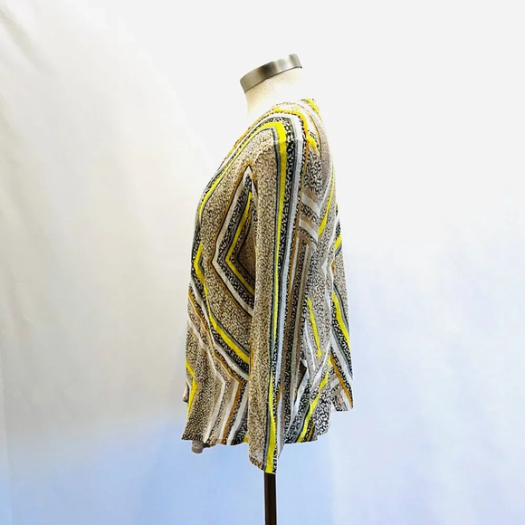 NIC+ZOE Women Long Sleeve Semi-Sheered Striped Cardigan Sweater Size Medium - Picture 11 of 11